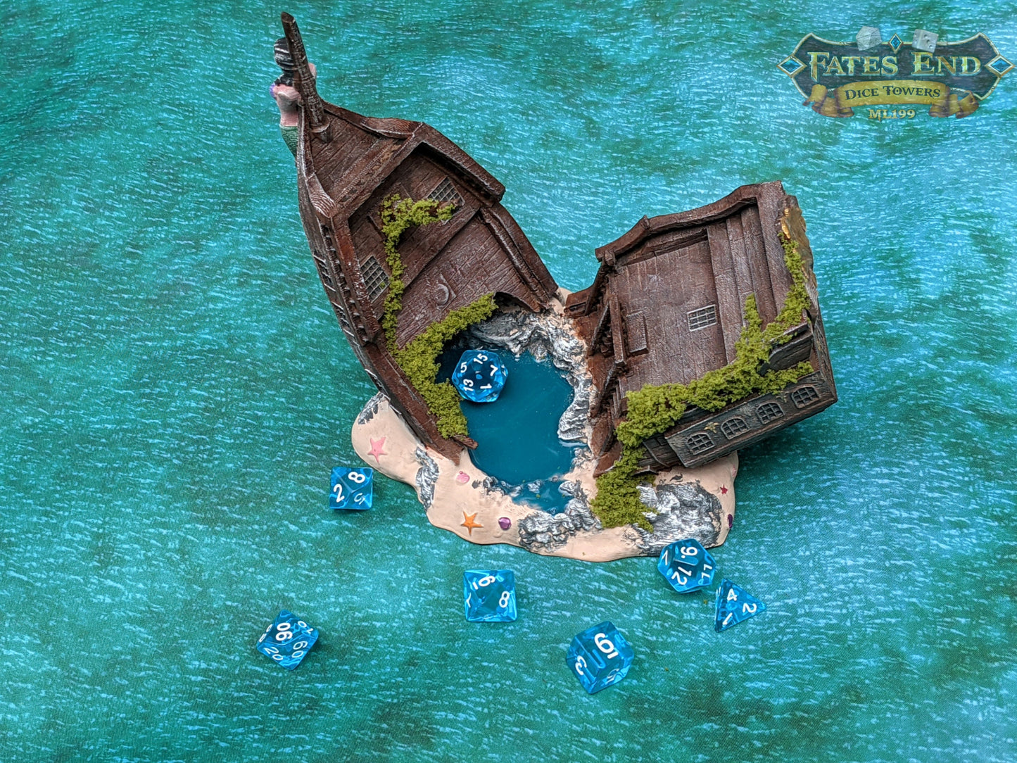 Pirate Ship 3D Printed Dice Tower - Fate's End Collection - Tabletop RPG Gaming Fantasy Cosplay - Sail Uncharted Waters of Fate in Flair .