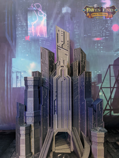 Cyberpunk Dice Tower - Fate's End Collection - Navigate Neon Realities and Futuristic Fates with Every Roll!