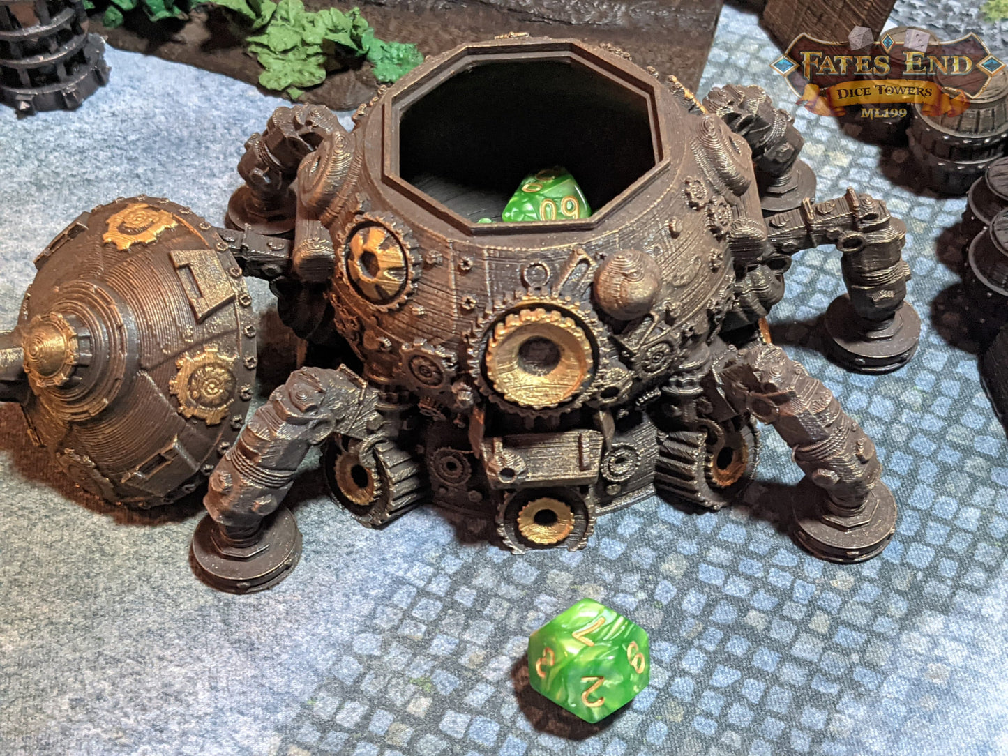 Octo-Tank Steampunk 3D Printed Dice Box/Dice Jail/Dice Vault - Fate's End Collection - Tabletop RPG Cosplay- Industrial Elegance & Precision