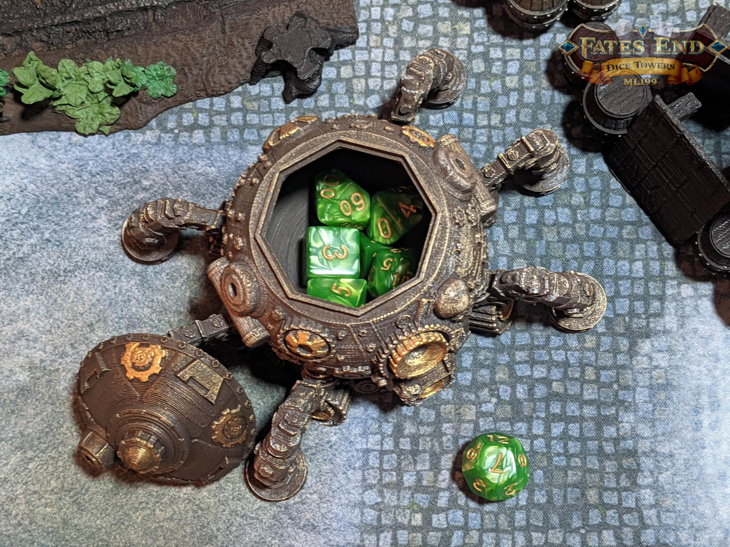 Octo-Tank Steampunk 3D Printed Dice Box/Dice Jail/Dice Vault - Fate's End Collection - Tabletop RPG Cosplay- Industrial Elegance & Precision