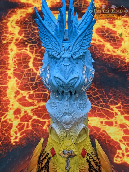 Heaven and Hell Dice Tower- Fate's End Collection by Kim Bolt-  Embrace the Eternal Battle Between Heaven and Hell!