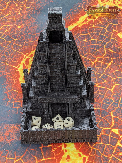 Aztec Style Temple 3D Printed Dice Tower - Fate's End Collection - Tabletop RPG - Unearth Ancient Rolls!