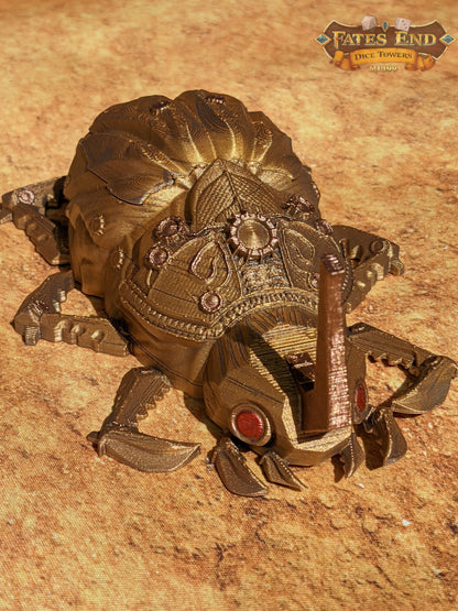 Clockwork Steampunk Scarab Dice Jail/Box/Vault - Fate's End Collection - Guard Your Dice with Ancient Gears and Timeless Elegance!
