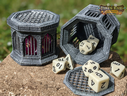 Stone 3D Printed Dice Jail - Fate's End Collection - Encase Wayward Rolls in Timeless Stone Fortresses!