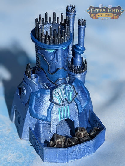 Warforged Steampunk 3D Printed Dice Tower - Fate's End Collection - Forge Rolls in the Crucible of Mechanized Might and Living Steel.