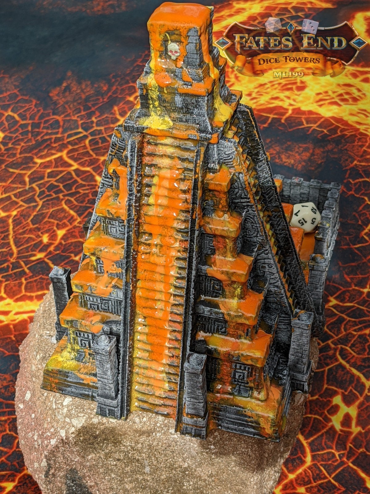 Aztec Style Temple 3D Printed Dice Tower - Fate's End Collection - Tabletop RPG - Unearth Ancient Rolls.