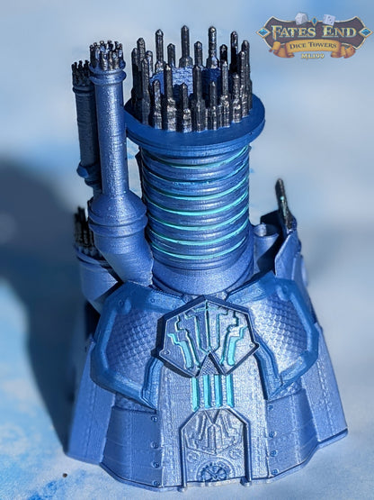 Warforged Steampunk 3D Printed Dice Tower - Fate's End Collection - Forge Rolls in the Crucible of Mechanized Might and Living Steel.