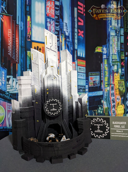 Blackwater Forge LLC Cyberpunk Dice Tower - Dive into Neon Nights & Futuristic Fights with Each Roll.