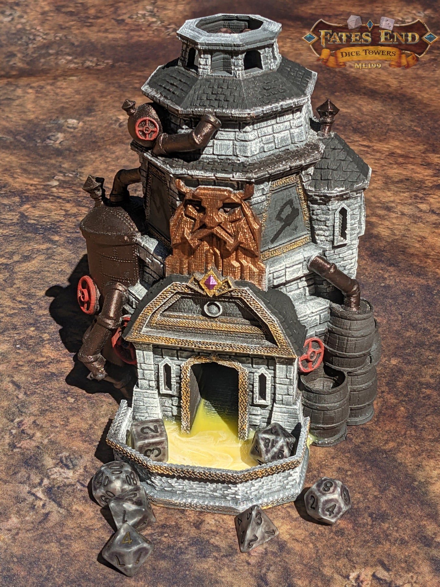 Dwarven Brewery Dice Tower - Fate's End Collection - Pour Forth Legendary Rolls Amidst Ale-Infused Anvils.