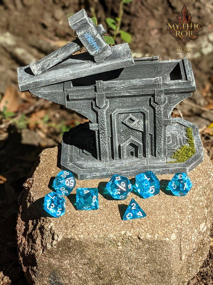 Dwarven Hammer & Anvil 3D Printed Dice Jail | RPG Dice Vault | D20 Box | Dwarven Cosplay | DnD Player Gift - Forge your destiny!