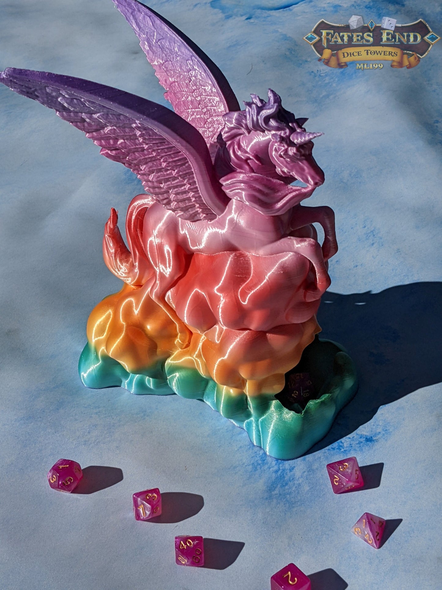 Alicorn & Unicorn 3D Printed Dice Tower- Fate's End Collection - Magical Dice Rolling Experience