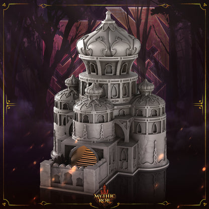 Al Qala 3D Printed Dice Tower by Unchained Games - Mythic Roll - Experience the Desert Warrior's Enigmatic Echoes with each roll!