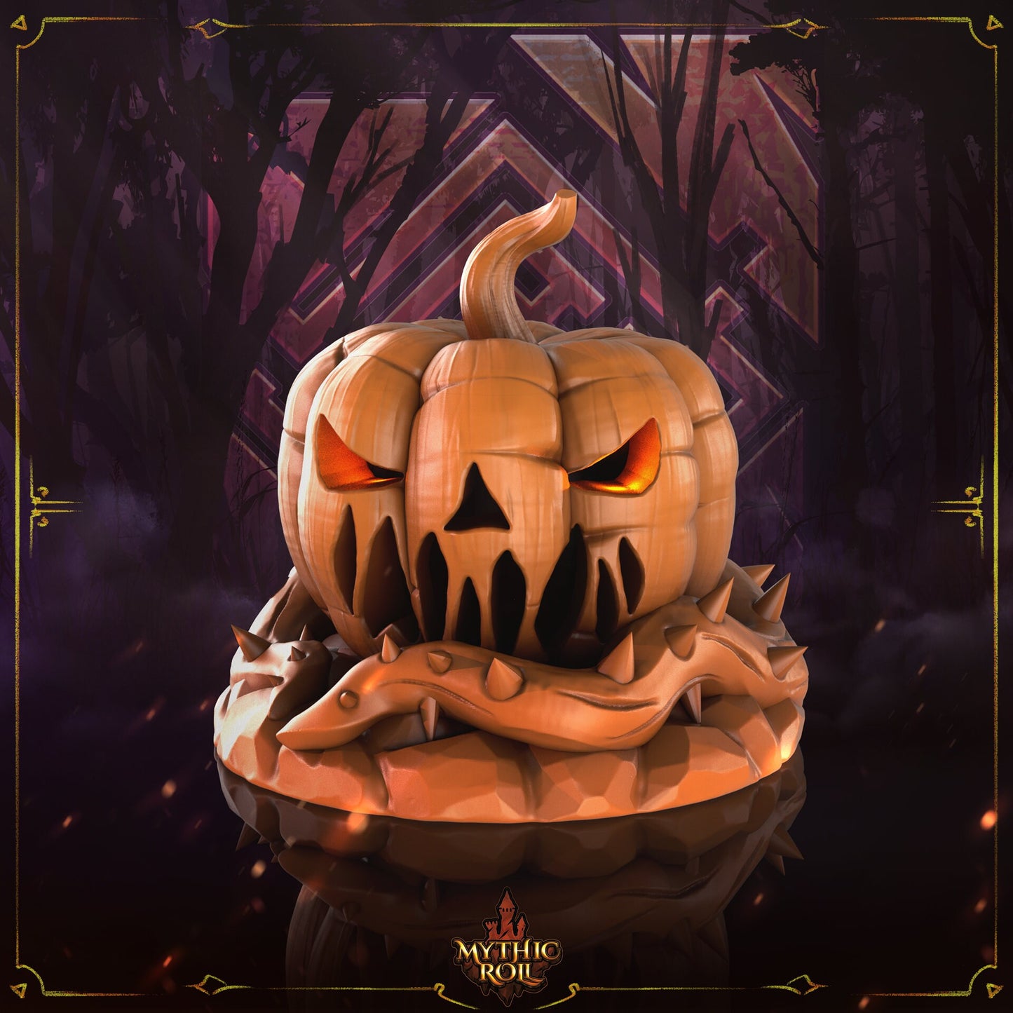 Pumpkin Jack O' Lantern 3D Printed Dice Jail - Mythic Roll Collection by Unchained Games - Guard Your Dice with Spooky Delight!