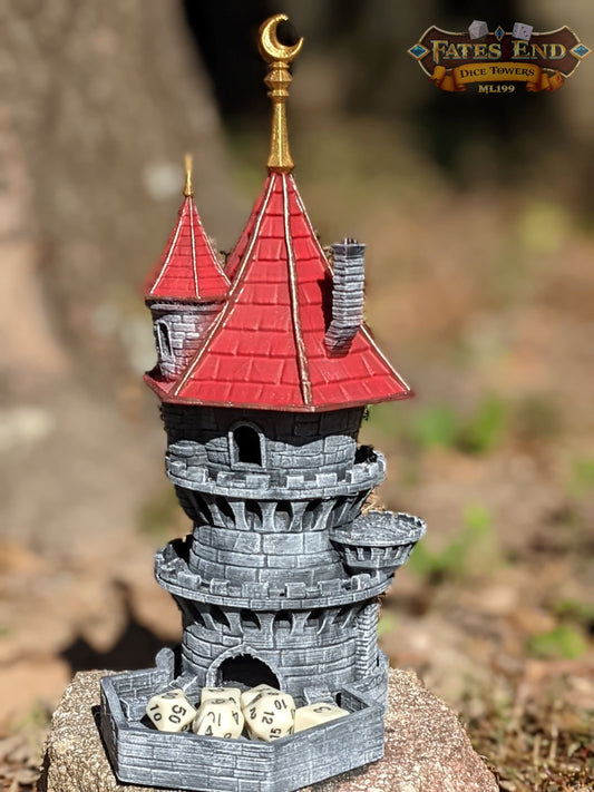 Wizard 3D Printed Dice Tower - Fate's End Collection - Tabletop RPG Gaming Fantasy Cosplay - Channel Arcane Might and Mystical Lore.
