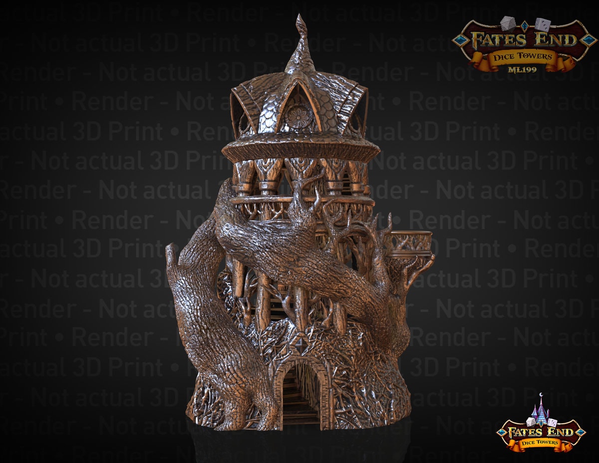 Druid 3D Printed Dice Tower - Fate's End Collection - Harness Nature's Magic and Ancient Rituals with Every Roll.