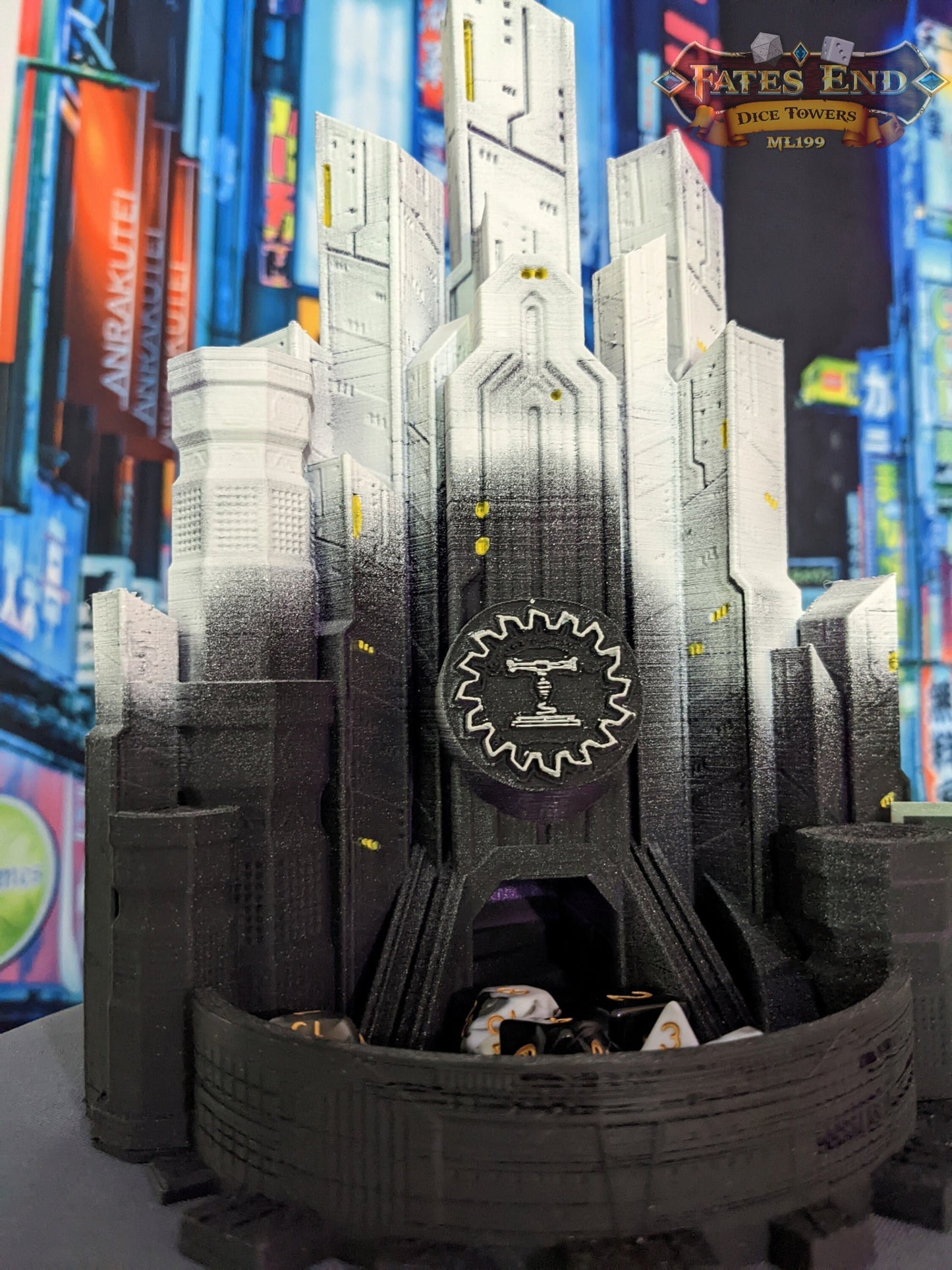 Blackwater Forge LLC Cyberpunk Dice Tower - Dive into Neon Nights & Futuristic Fights with Each Roll.