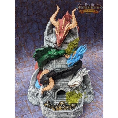 Tiamat 3D Printed Dice Tower - Fate's End Collection - Tabletop RPG Gaming Fantasy Cosplay - Dungeons and Dragon DnD D&D Wargaming.
