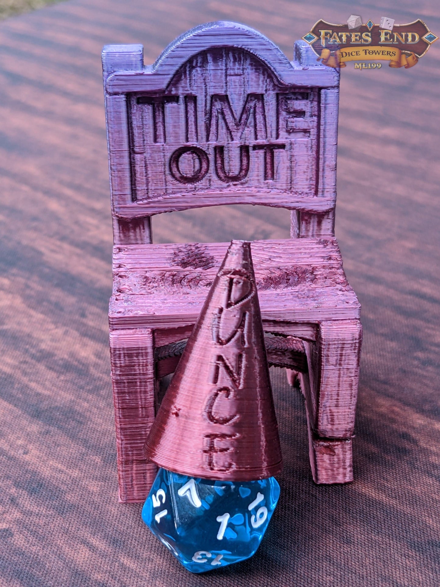Time Out Chair & Dunce Cap 3D Printed Dice Jail - RPG Dice Vault - D20 Shame Chair - Roll for Redemption and Shameless Fun