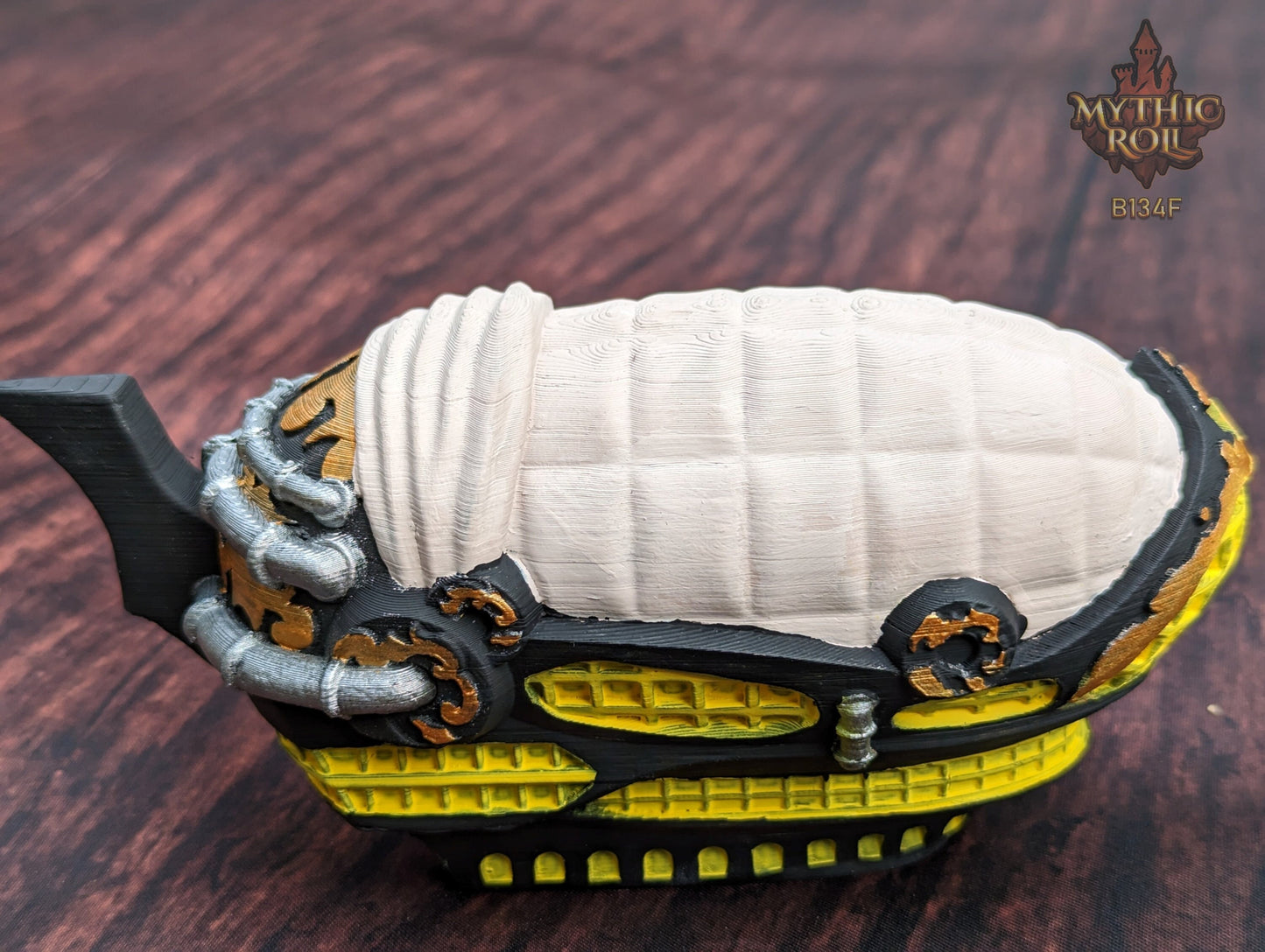 Steampunk Blimp Airship 3D Printed Dice Vault - Mythic Roll by Unchained Games | RPG Dice Jail | D20 Dice Box - Elevate Your Rolls!