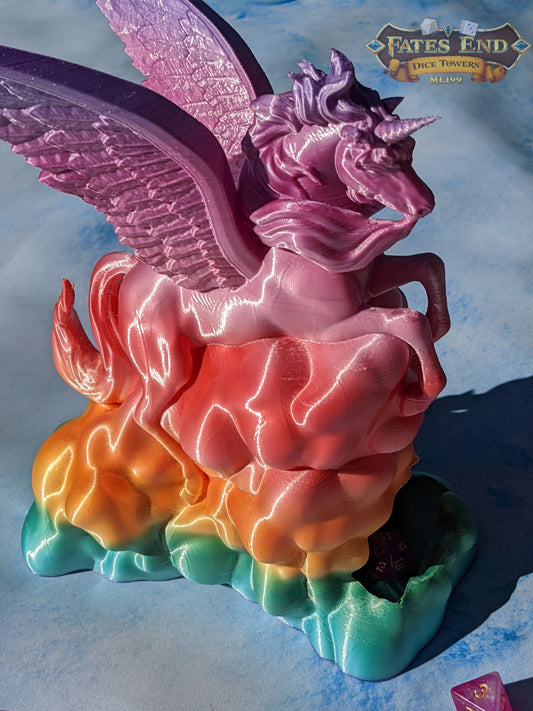 Alicorn & Unicorn 3D Printed Dice Tower- Fate's End Collection - Magical Dice Rolling Experience
