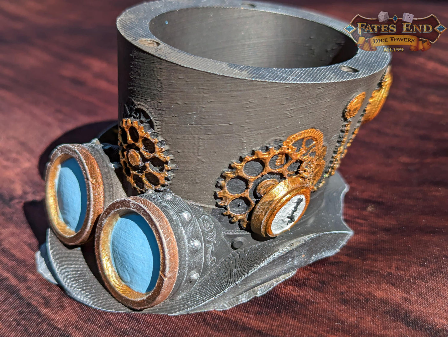 Steampunk Clock Hat 3D Printed Dice Vault - Fate's End Collection | RPG Dice Jail | D20 Dice Box | - Industrial Victorian Elegance!