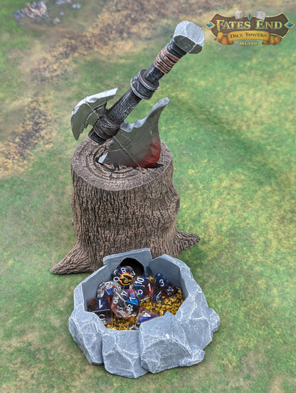 Barbarian Axe 3D Printed RPG Dice Tower - Fate's End Collection - Unleash the Untamed Spirit of Furhaven with Every Dice Toss.