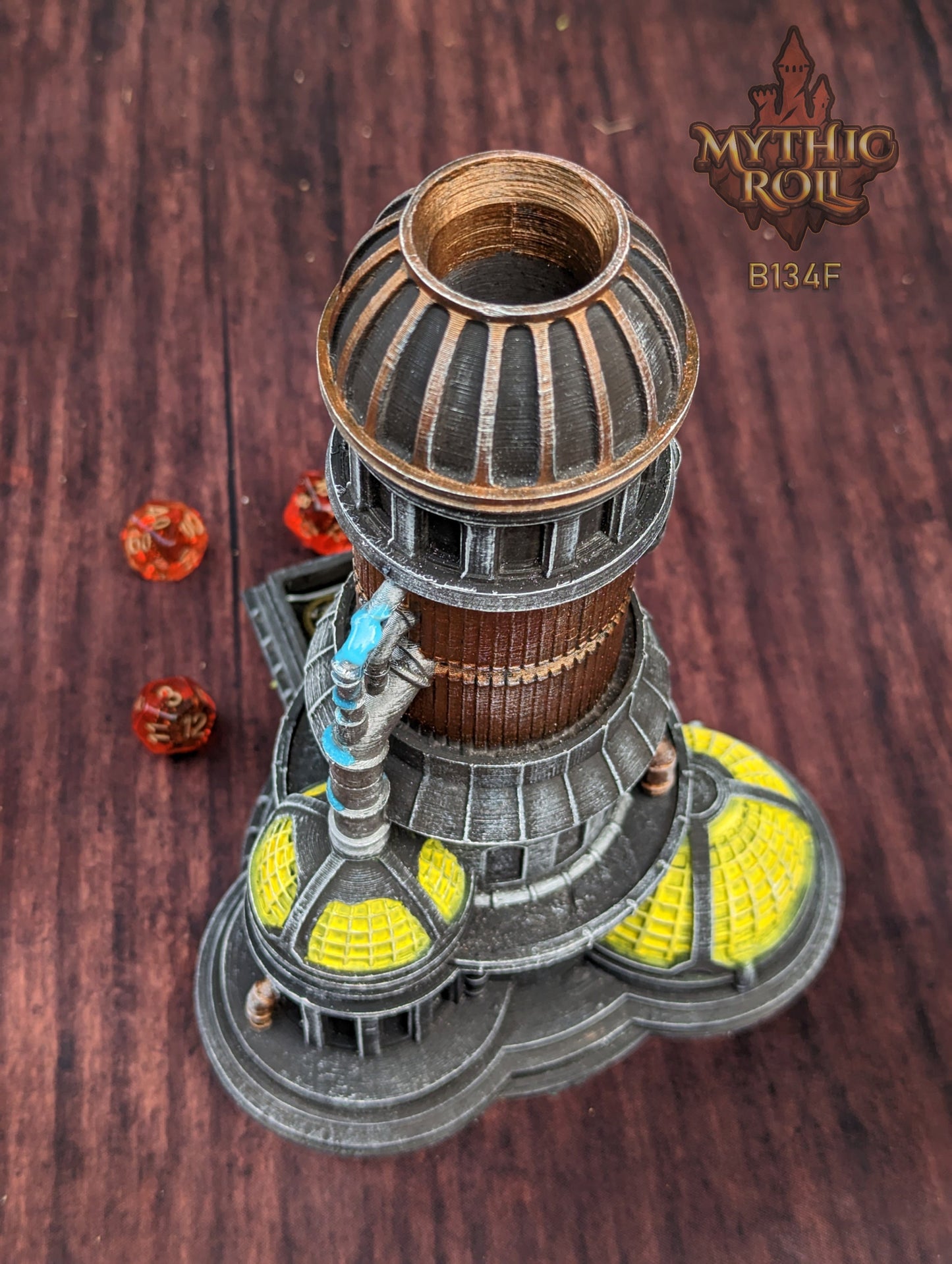 Steampunk 3D Printed Dice Tower- Mythic Roll Collection by Unchained Games - Tabletop RPG Gaming Cosplay - Roll with Clock Work Precision!