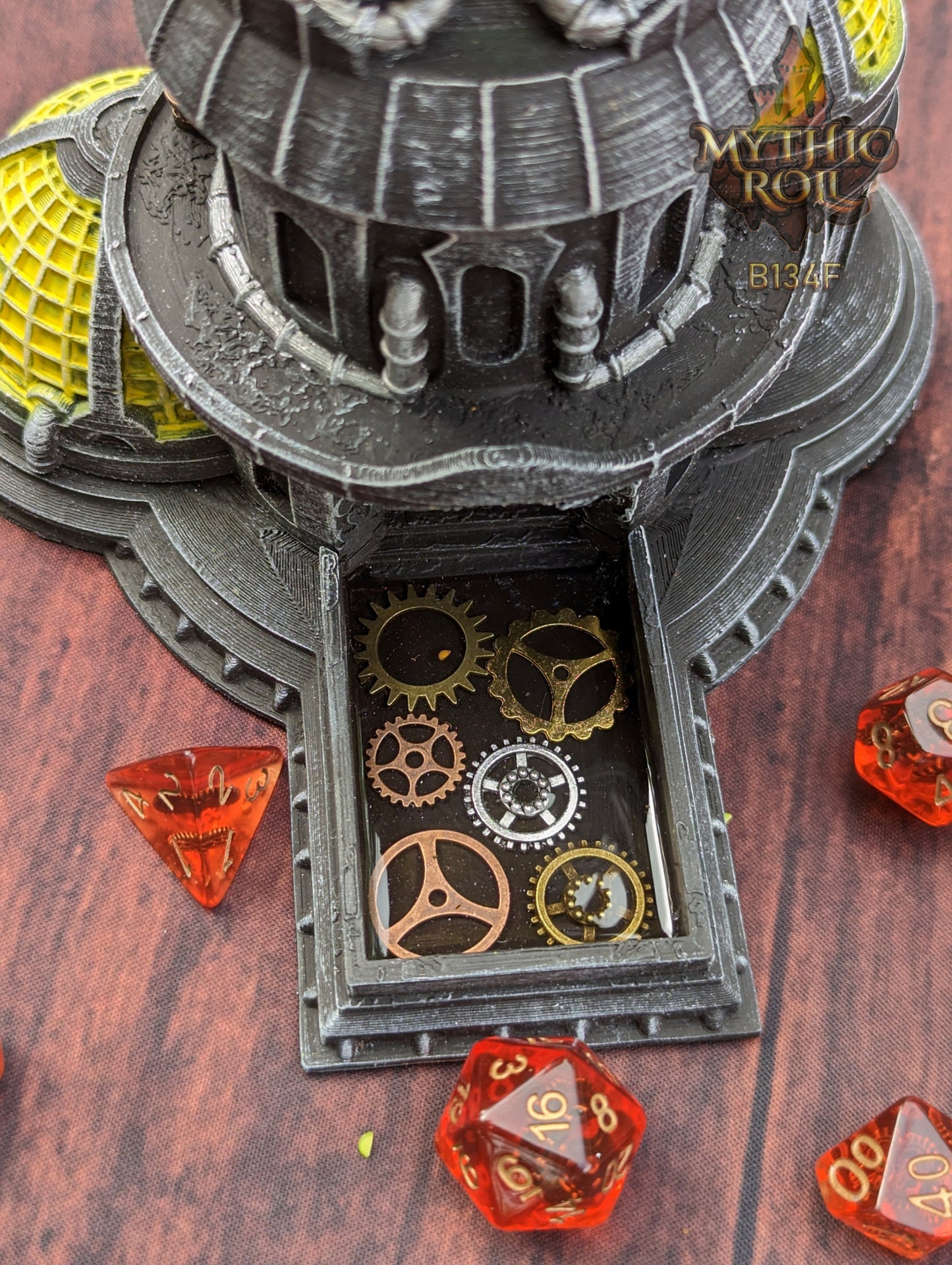 Steampunk 3D Printed Dice Tower- Mythic Roll Collection by Unchained Games - Tabletop RPG Gaming Cosplay - Roll with Clock Work Precision!