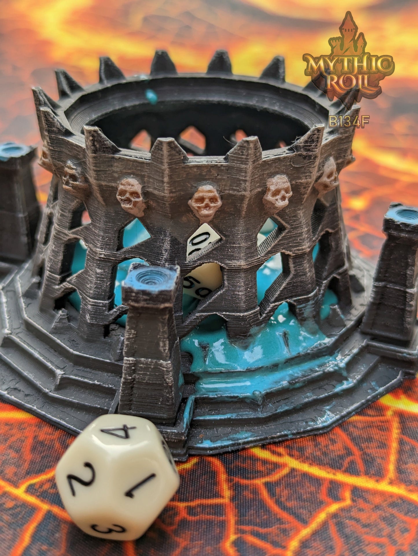 Necromancer's Mausoleum 3D Printed Dice Jail | RPG Dice Vault | D20 Storage Box | Dice Bag - Mythic Roll Collection by Unchained Games.