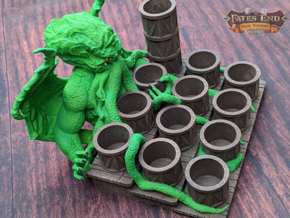 Cthulhu Paint Brush & Bottle Holder - Dice Tray - Fate's End Collection: Embrace Lovecraftian Horror in Your Artistry!