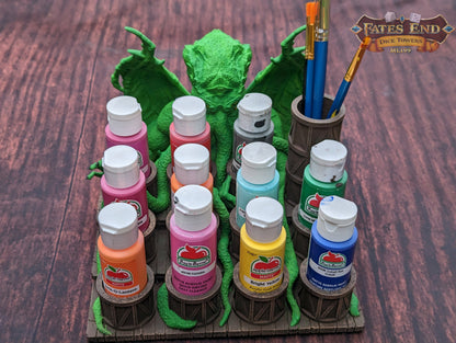 Cthulhu Paint Brush & Bottle Holder - Dice Tray - Fate's End Collection: Embrace Lovecraftian Horror in Your Artistry!