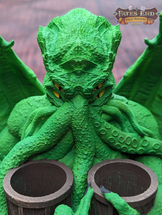 Cthulhu Paint Brush & Bottle Holder - Dice Tray - Fate's End Collection: Embrace Lovecraftian Horror in Your Artistry!