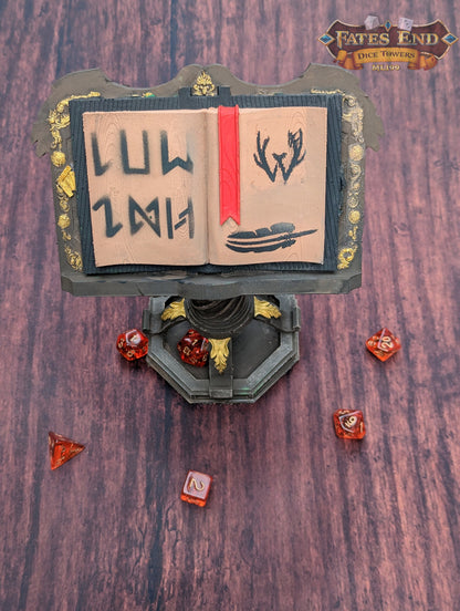 Magic Spell Book Tome 3D Printed Dice Tower - Fate's End Furhaven Collection - Unlock the Arcane Secrets of the Magic Tome!