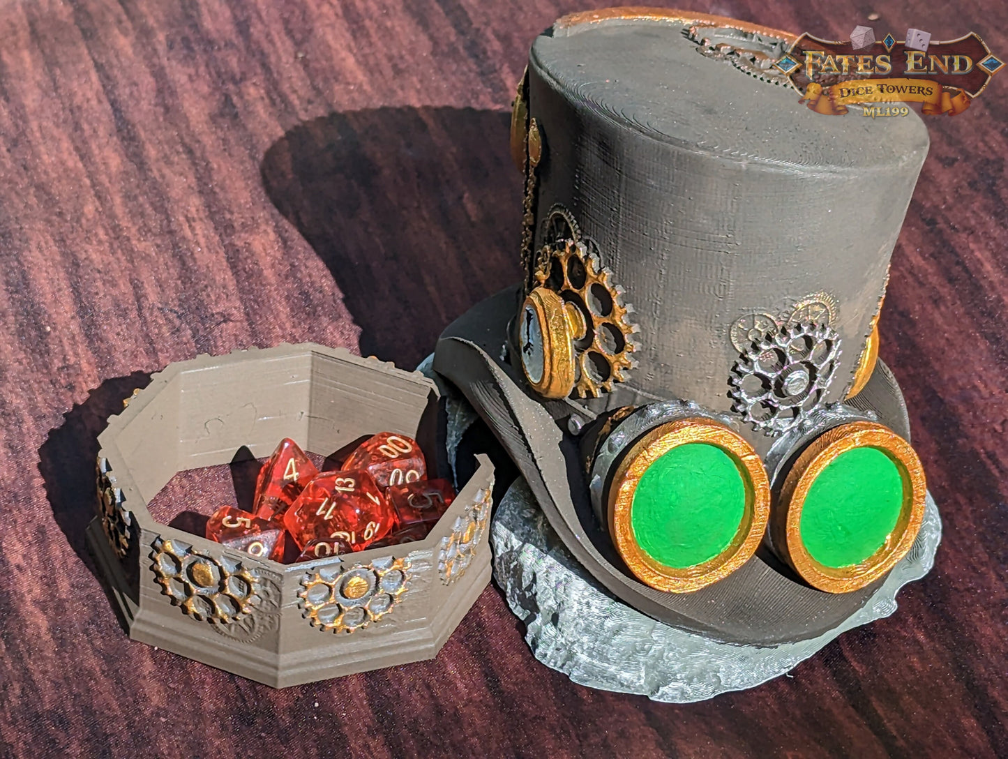 Steampunk-Trilby Clock Hat 3D Printed Dice Tower - Fate's End Collection - Tabletop RPG Cosplay - Embrace the Elegance of the Victorian Era