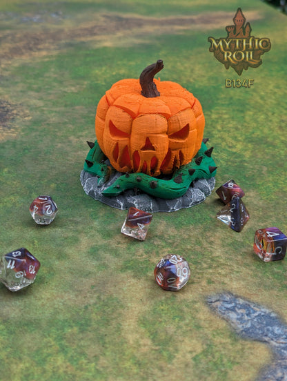 Pumpkin Jack O' Lantern 3D Printed Dice Jail - Mythic Roll Collection by Unchained Games - Guard Your Dice with Spooky Delight!