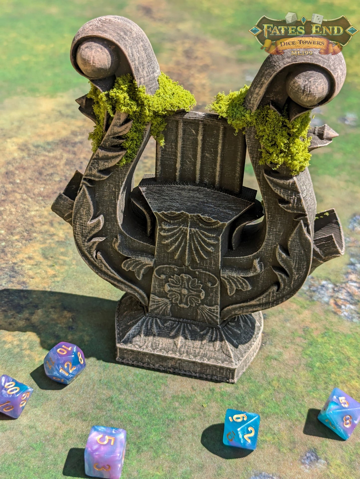 Bard's Lyre Dice Tower - Fate's End Collection - Echoes of Epic Tales with Every Dice Serenade.