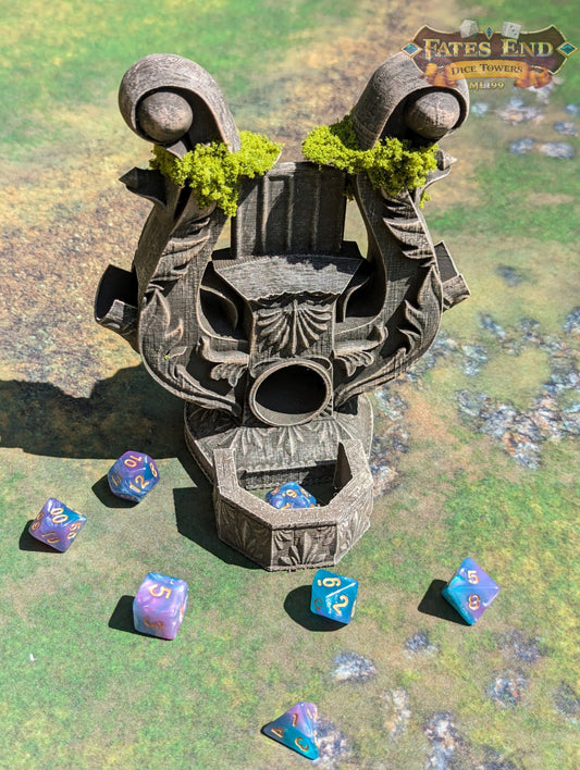 Bard's Lyre Dice Tower - Fate's End Collection - Echoes of Epic Tales with Every Dice Serenade.