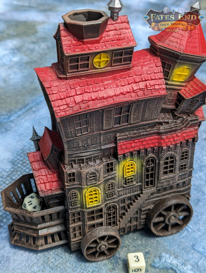 Merchant's Moving Castle Caravan 3D Printed Dice Tower - Fate's End Collection - Storage and Style!