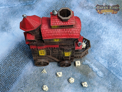 Merchant's Moving Castle Caravan 3D Printed Dice Tower - Fate's End Collection - Storage and Style!