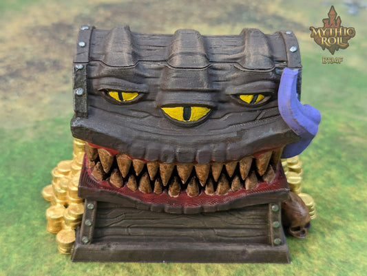 Mimic 3D Printed Dice Box/Jail/Vault/Prison - Mythic Roll - Unchained Games - RPG Gaming Cosplay - Dungeons and Dragons DnD Wargaming.