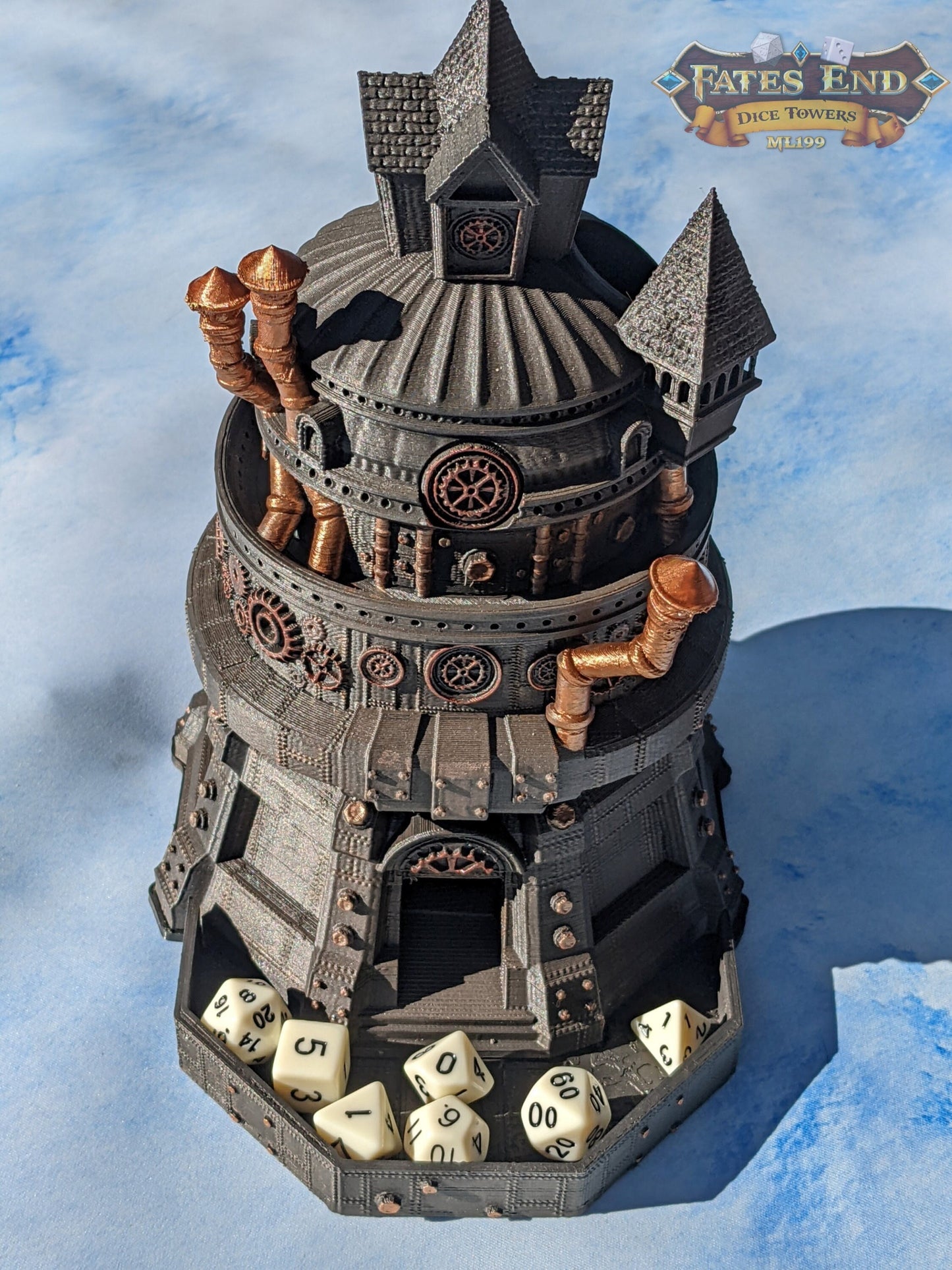 Artificer Class Steampunk 3D Printed Dice Tower- Fate's End - Embrace Precision with a Masterpiece of Dice-Rolling Ingenuity