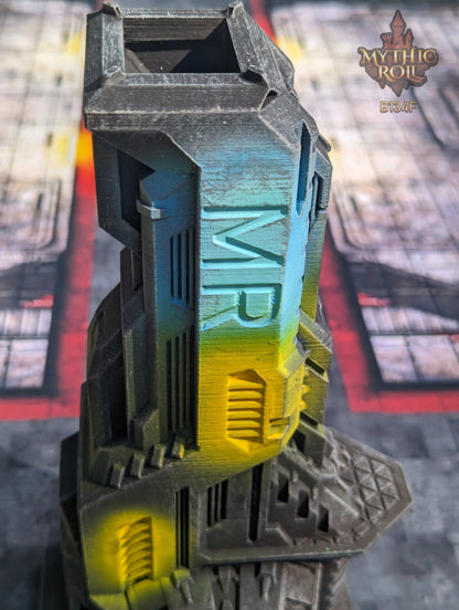 Cyberpunk-Control SciFi Dice Tower by Unchained Games - Mythic Roll Collection - Delve into Digital Domains & Future Realms with Each Toss!