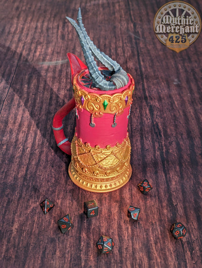 Demon-Blooded Tiefling 3D Printed Mythic Mug Stein | Tabletop RPG Dice Gaming Cosplay | Dungeons and Dragons D&D Wargaming | Drink Koozie