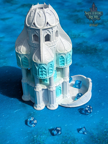 Siren Great Hall 3D Printed Dice Tower - Mythic Roll - Unchained Games - Echo Rolls Through the Melodies of Enchantment and Oceanic Majesty.