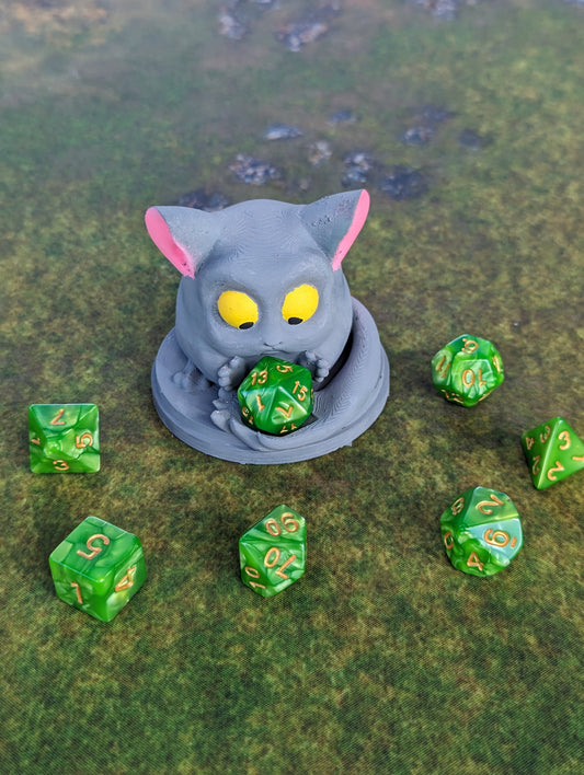 Baby Chinchilla Charlie 3D Printed Dice Guardian - Dice Jail | RPG Dice Vault | D20 Holder | DnD Player Gift - Embrace the Fluffy Charm!