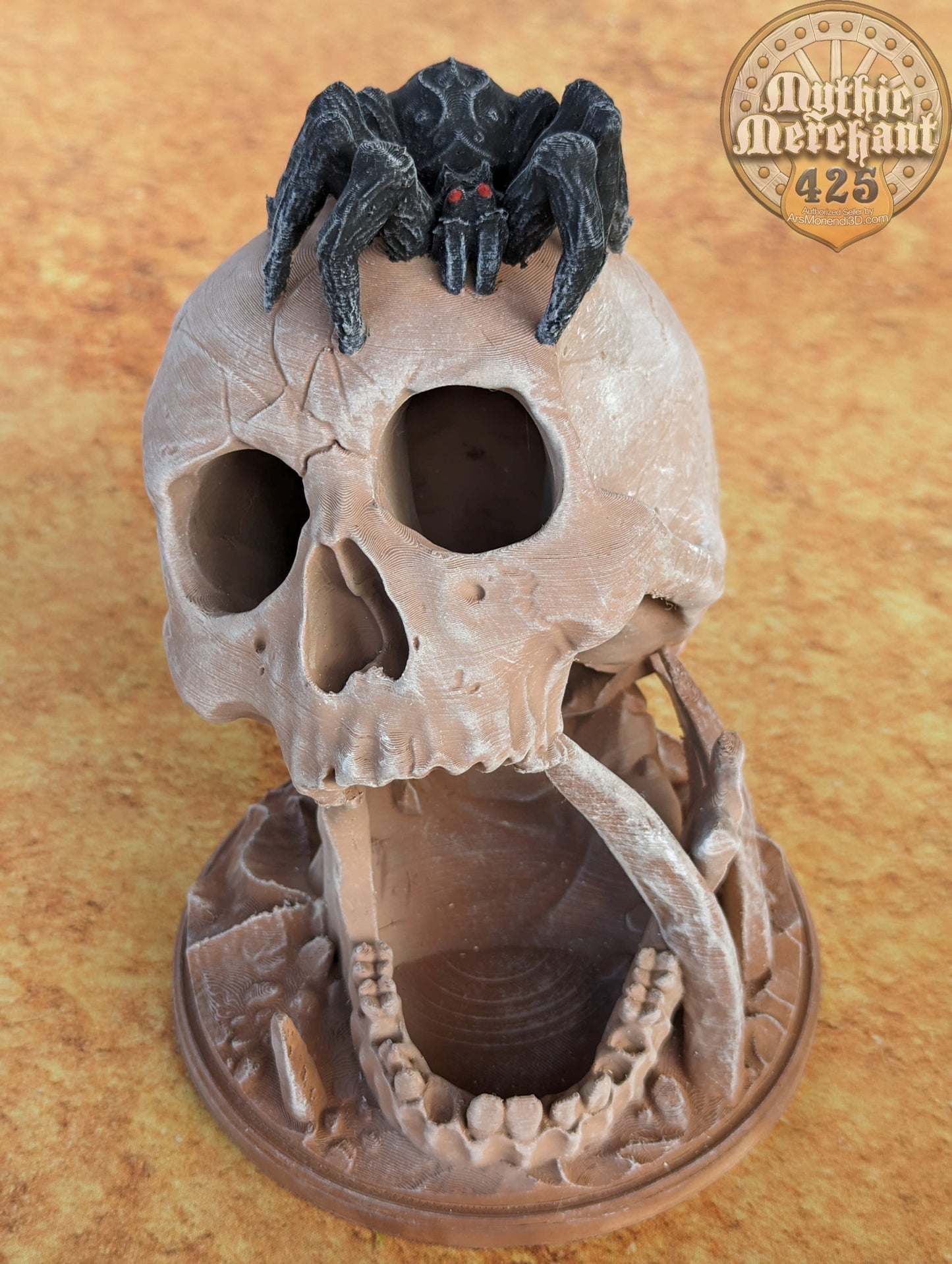 Desert's Kiss Skull 3D Printed Dice Tower - Mythic Mugs by Ars Moriendi 3D | Dice Tray | D20 Dice Vault - Lost to the sands of time.