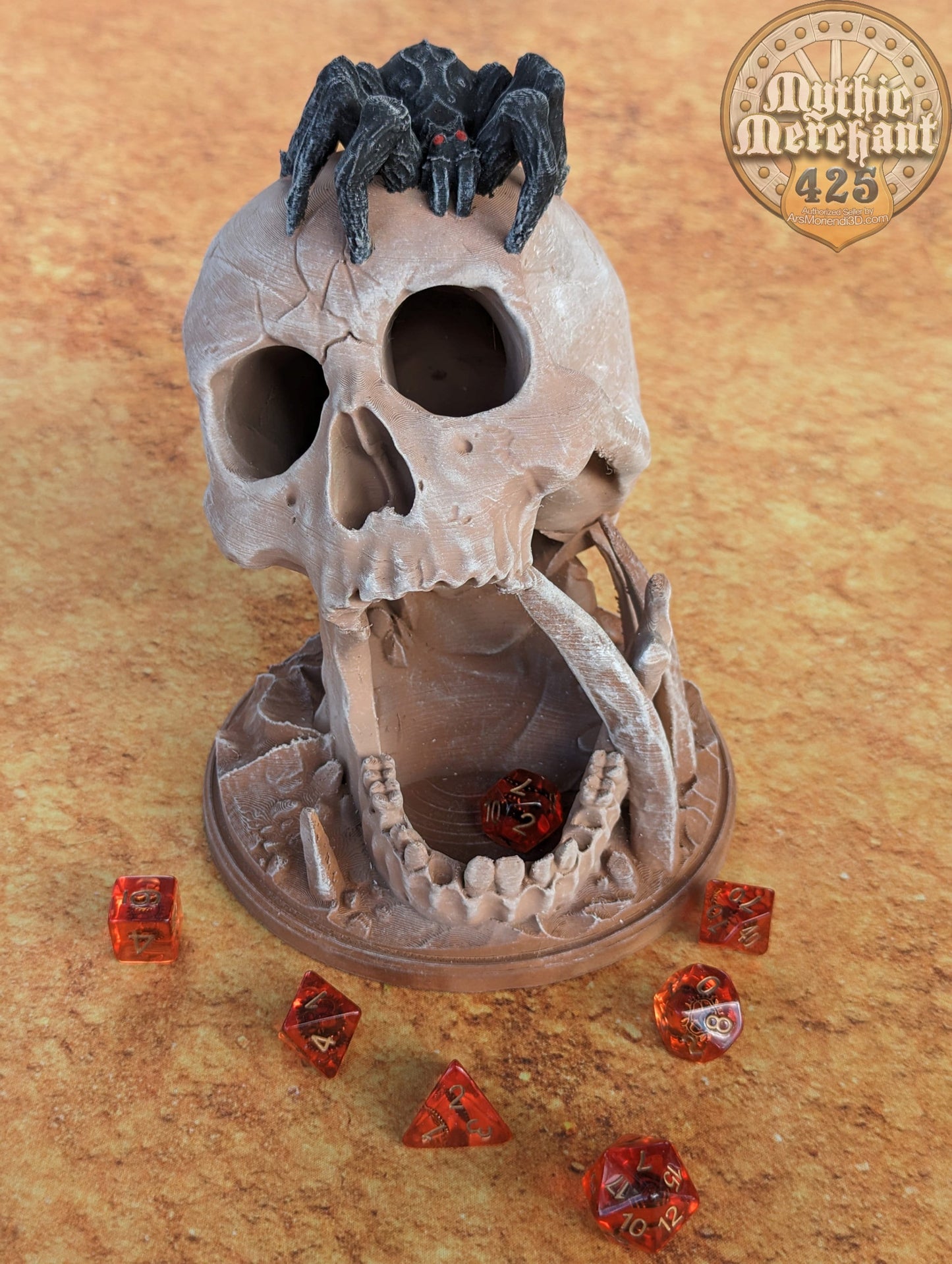 Desert's Kiss Skull 3D Printed Dice Tower - Mythic Mugs by Ars Moriendi 3D | Dice Tray | D20 Dice Vault - Lost to the sands of time.